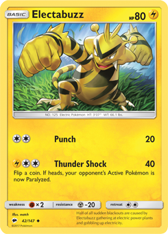 Electabuzz 42/147 Pokémon card from Burning Shadows for sale at best price