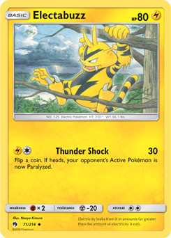 Uncommon Pokémon card Electabuzz 71/214 from Lost Thunder expansion