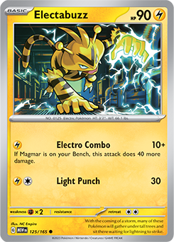 Common Pokémon card Electabuzz 125/165 from 151 expansion