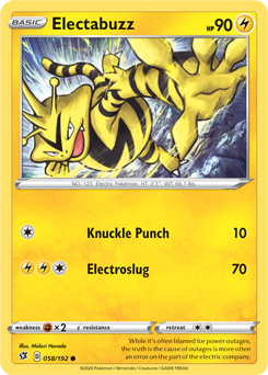 Electabuzz 58/192 Pokémon card from Rebel Clash for sale at best price