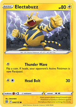 Common Pokémon card Electabuzz 046/172 from Brilliant Stars expansion