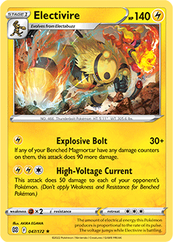 Rare Pokémon card Electivire 047/172 from Brilliant Stars expansion