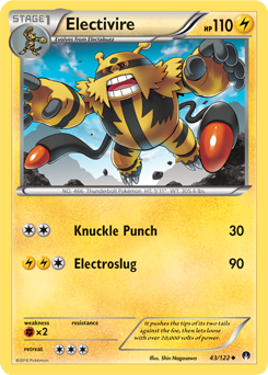 Uncommon Pokémon card Electivire 43/122 from Breakpoint expansion