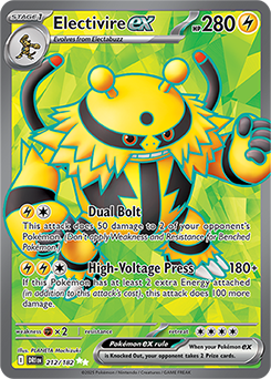 Ultra rare Pokémon card Electivire ex 212/182 from Destined Rivals expansion