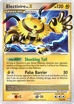Lv. X Pokémon card Electivire LV.X 121/123 from Mysterious Treasures expansion