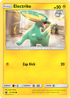 Common Pokémon card Electrike 51/168 from Celestial Storm expansion