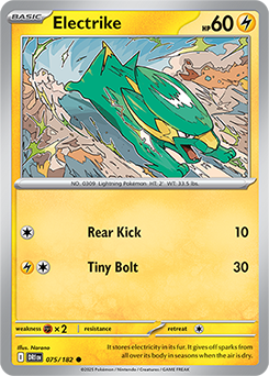 Common Pokémon card Electrike 75/182 from Destined Rivals expansion