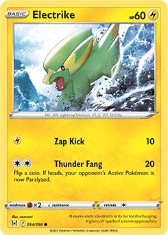 Common Pokémon card Electrike 054/196 from Lost Origin expansion