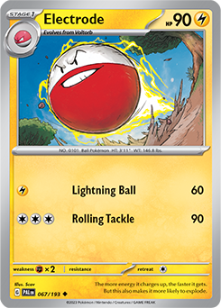 Uncommon Pokémon card Electrode 067/193 from Paldea Evolved expansion