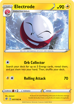 Uncommon Pokémon card Electrode 57/192 from Rebel Clash expansion