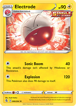 Rare Pokémon card Electrode 88/264 from Fusion Strike expansion