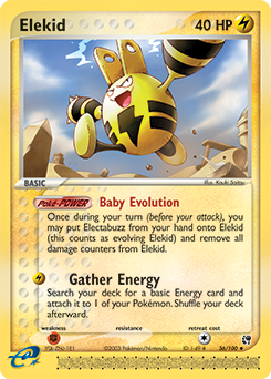 Carte Pokémon Peu commune Elekid 36/100 de la série Ex Tempête de Sable