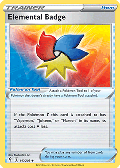 Uncommon Pokémon card Elemental Badge 147/203 from Evolving Skies expansion