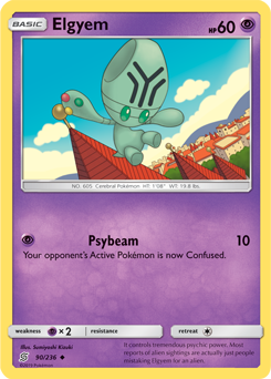 Uncommon Pokémon card Elgyem 90/236 from Unified Minds expansion