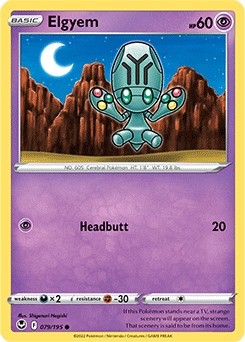 Common Pokémon card Elgyem 079/195 from Silver Tempest expansion