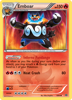 Shining Pokémon Pokémon card Emboar 100/99 from Next Destinies expansion