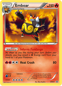 Promo Pokémon card Emboar BW21 from Back & White Promos expansion