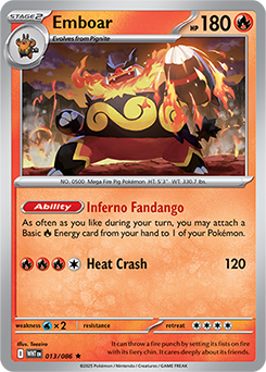 Rare Pokémon card Emboar 13/86 from White Flare expansion