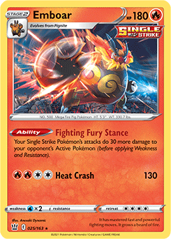 Emboar 25/163 Pokémon card from Battle Styles for sale at best price