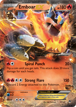 Pokémon EX Pokémon card Emboar EX 14/122 from Breakpoint expansion