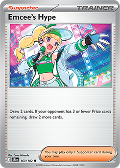 Common Pokémon card Emcee's Hype 163/182 from Destined Rivals expansion