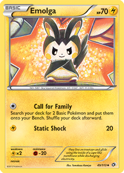 Uncommon Pokémon card Emolga 49/113 from Legendary Treasures expansion