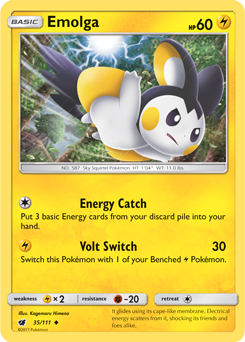 Uncommon Pokémon card Emolga 35/111 from Crimson Invasion expansion