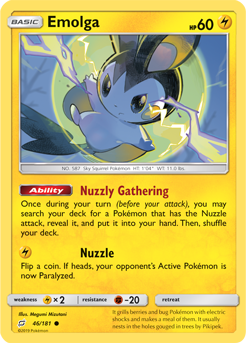 Common Pokémon card Emolga 46/181 from Team Up expansion