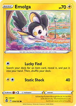 Common Pokémon card Emolga 054/195 from Silver Tempest expansion