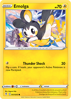 Common Pokémon card Emolga 57/203 from Evolving Skies expansion