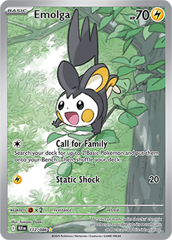 Illustration rare Pokémon card Emolga 112/86 from Black Bolt expansion