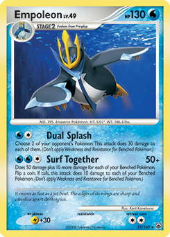 Rare Pokémon card Empoleon 17/100 from Majestic Dawn expansion