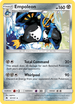 Rare holo Pokémon card Empoleon 81/131 from Forbidden Light expansion
