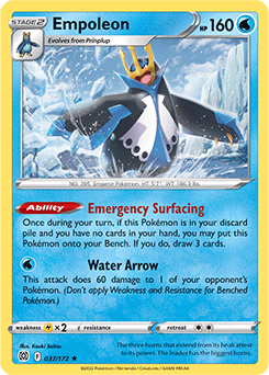 Rare Holo Pokémon card Empoleon 037/172 from Brilliant Stars expansion