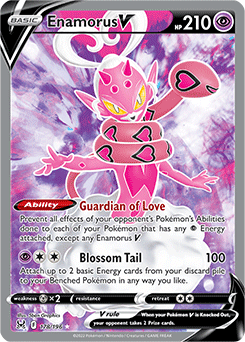 Full Art V Pokémon card Enamorus V 178/196 from Lost Origin expansion