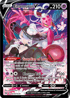 Ultra rare V Pokémon card Enamorus V TG18/TG30 from Lost Origin expansion