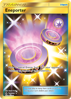 Secret Gold Pokémon card Eneporter 142/131 from Forbidden Light expansion