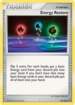 Uncommon Pokémon card Energy Restore 81/100 from Majestic Dawn expansion