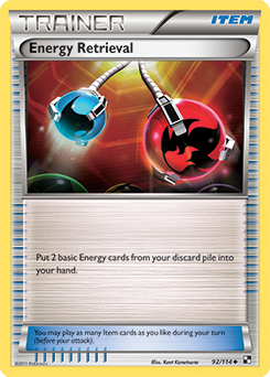 Uncommon Pokémon card Energy Retrieval 92/114 from Black & White expansion