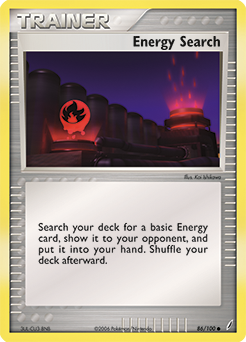Common Pokémon card Energy Search 86/100 from Ex Crystal Guardians expansion