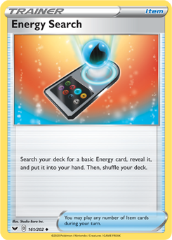 Uncommon Pokémon card Energy Search 161/202 from Sword & Shield expansion