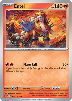 Rare Pokémon card Entei 25/217 from Ascended Heroes expansion