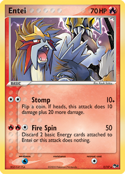 Rare Pokémon card Entei 1/17 from POP 2 expansion