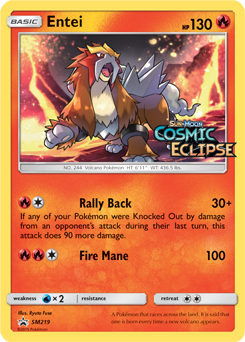 Promo Pokémon card Entei SM219 from Sun and Moon Promos expansion