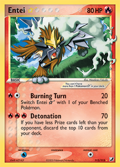 Carte Pokémon Entei Star 113/115 de la série Ex Forces Cachées en vente au meilleur prix