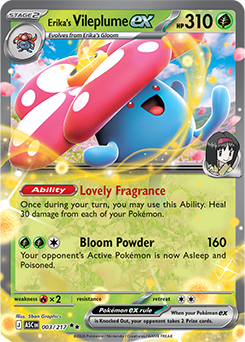 Carte Pokémon Double rare Rafflesia ex d'Erika 3/217 de la série Héros Transcendants