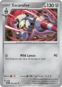 Uncommon Pokémon card Escavalier 60/86 from Black Bolt expansion