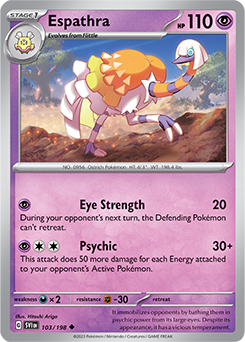 Uncommon Pokémon card Espathra 103/198 from Scarlet & Violet expansion