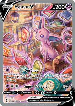 Full Art V Pokémon card Espeon V 180/203 from Evolving Skies expansion