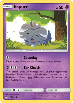 Common Pokémon card Espurr 79/214 from Unbroken Bonds expansion
